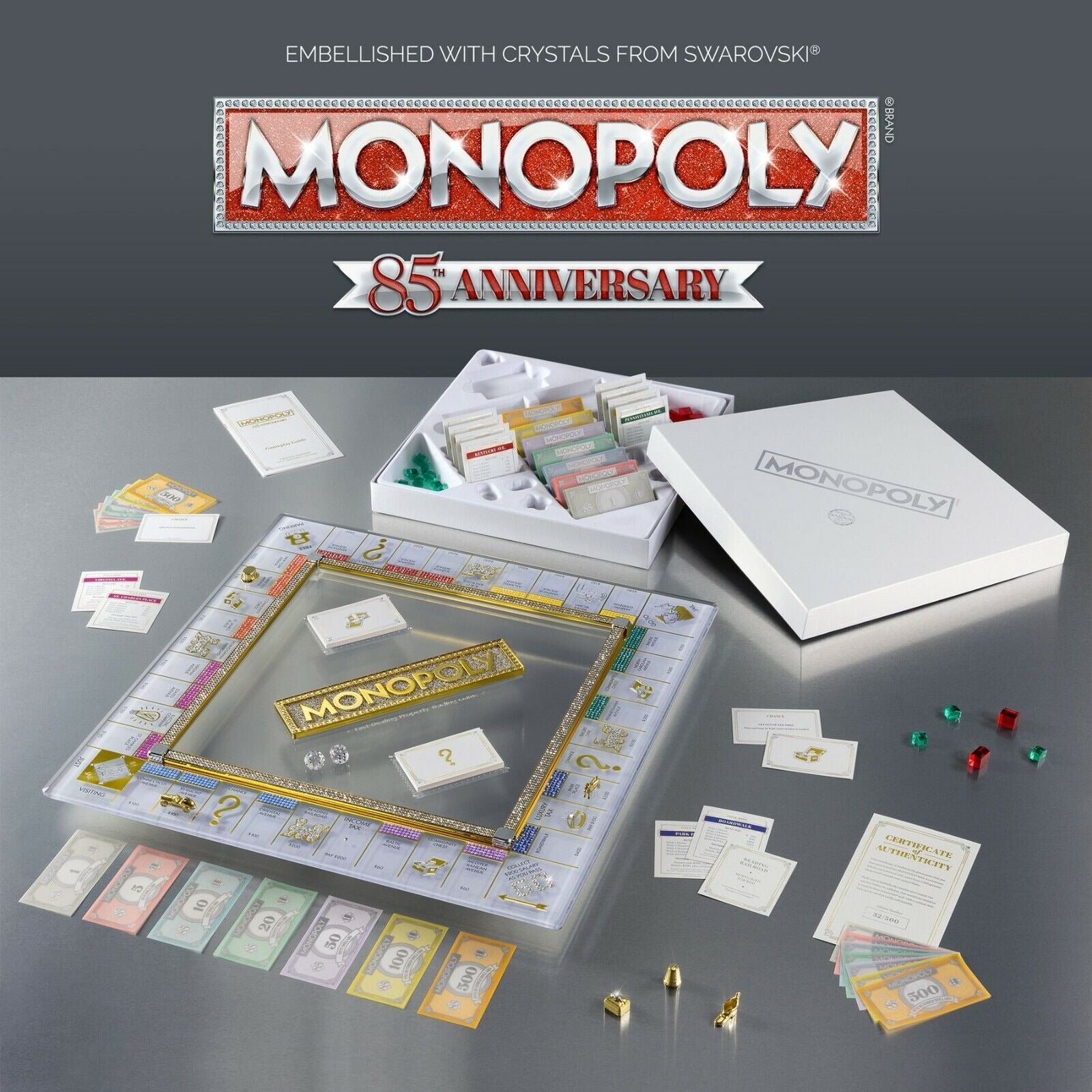 Hasbro Monopoly 85th Swarovski Anniversary Board Game - Brand New ONLY 500 MADE World Collection Hasbro Monopoly 85th Swarovski Anniversary Board Game - Brand New ONLY 500 MADE World Collection
